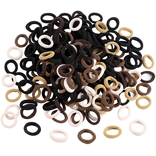 200 Stück Haargummi Damen, Mini Haargummis Mädchen in Schwarz und Farbverlauf in Kaffeefarbe, Baby Haargummi Metallfreie für Mädchen-Pferdeschwänze von Lanjue