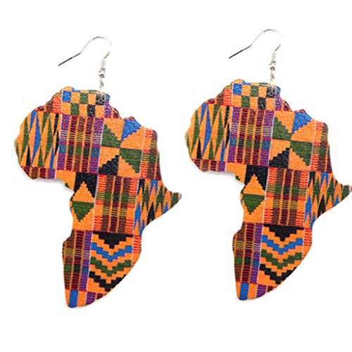 1 Paar Ohrringe Aus Holz Afrikanischer Karte Schmuck Ethnic Art-ohrring-tropfen-ohrringe Für Frauen Mädchen von Lankater