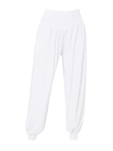 LANMAY Yoga-Sporthose für Damen, elastisch, weich, Modal, Weiß(Tasche), Groß von Lanmay