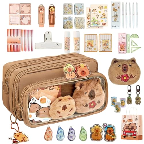 Lanmijia Capybara Federmäppchen, Capybara Schreibwaren Set, 54 Stück CapybaraSachen mit 10 Fächern, Aesthetic Schulbedarf, Süßes Schreibwaren Geschenkset für Kinder Lanmijia Capybara Federmäppchen, Capybara Schreibwaren Set, 54 Stück CapybaraSachen mit 10 Fächern, Aesthetic Schulbedarf, Süßes Schreibwaren Geschenkset für Kinder von Lanmijia