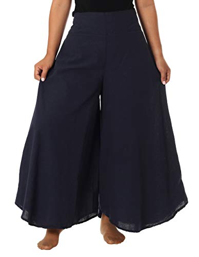 Lannaclothesdesign Baumwolle Palazzo Pants für Frauen Plus Size Hippie Wide Leg Lounge Hose - Blau - Klein von Lannaclothesdesign