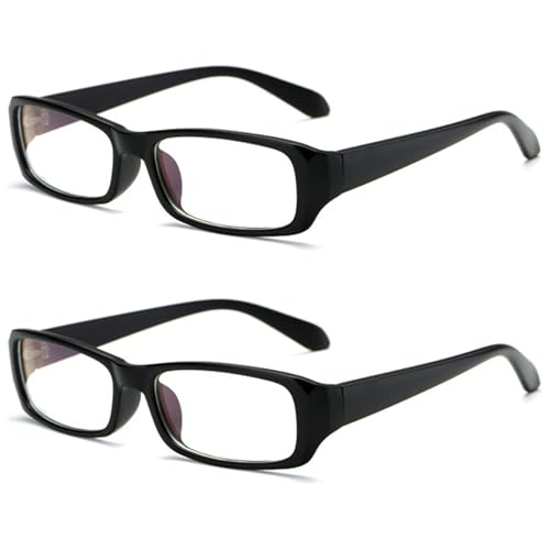 Lanomi 2er Pack Schmal Lesebrille Herren Damen Rechteck Kunststoff Rahmen High Definition Lesehilfe Sehhilfe ohne Blaulichtfilter Brille mit Sehstärke 2 Stück Mattschwarz Lesebrille 2.5 von Lanomi