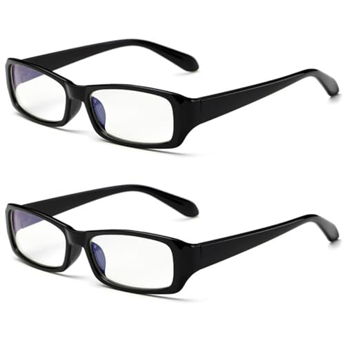 Lanomi 2er Pack Schmal Lesebrille Herren Damen Rechteck Kunststoff Rahmen High Definition Lesehilfe Sehhilfe ohne Blaulichtfilter Brille mit Sehstärke 2 Stück Schwarz Lesebrille 2.0 von Lanomi