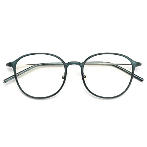 Lanomi Damen Blaulichtfilter Brille Ohne Stärke Rund TR90 Dünner Rahmen UV400 Schutz Herren Computerbrille Retro Anti Blaulicht Brillenfassung (Dunkelgrün) von Lanomi