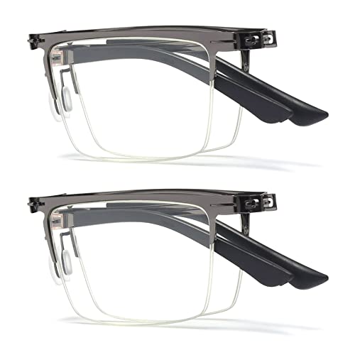 Lanomi Faltbare Lesebrille Blaulichtfilter Damen Herren Klein Klappbare Metall Halbrand Mini Lesehilfe Sehhilfe Rechteck Anti Blaulicht Brille mit Etui 2 Stück Grau 2.5 von Lanomi