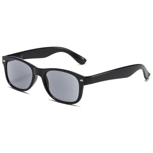 Lanomi Getönte Lesebrille mit Sonnen Schutz Damen Herren Rechteckig Sonnenlesebrille Federscharnier Lesehilfe Sonnenbrille Hellschwarz Rahmen Grau Linse 2.5 von Lanomi
