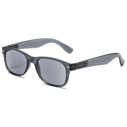 Lanomi Getönte Lesebrille mit Sonnen Schutz Damen Herren Rechteckig Sonnenlesebrille Federscharnier Lesehilfe Sonnenbrille Transparentes Schwarz Rahmen Grau Linse 1.5 von Lanomi