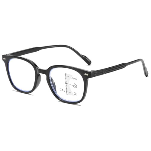 Lanomi Gleitsichtbrille Damen Herren Progressive Multifokus Lesebrille Blaulichtfilter Gleitsicht Lesehilfe Sehhilfe mit Federscharniere Helles Schwarz Gleitsichtbrillen 2.0 von Lanomi