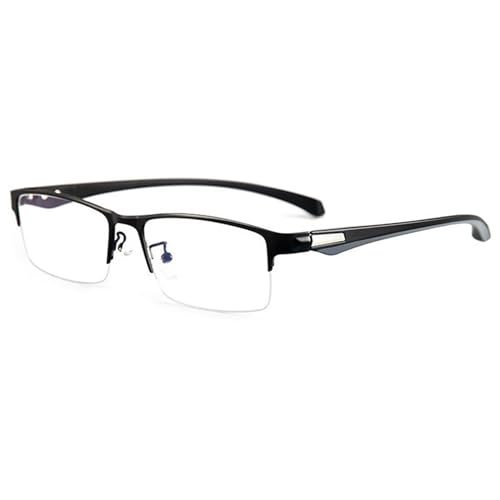 Lanomi Halbrand Lesebrille Blaulichtfilter Damen Herren Metall Halbbrille Lesehilfe Rechteck TR90 Rahmen Sehhilfe Anti Blaulicht Brille mit sehstärke Schwarz 1.0 von Lanomi