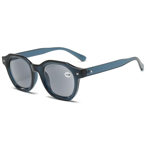 Lanomi Herren Damen Lesebrille mit Sonnenschutz Blaulichtfilter Sonnenbrille Getönte Sonnenlesebrille mit sehstärke Blau Rahmen Grau Linse 1.5 von Lanomi