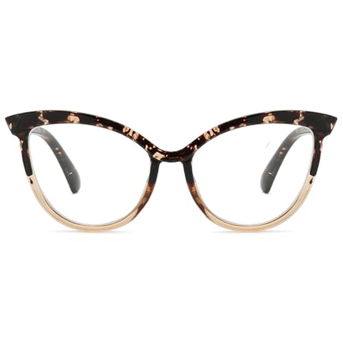 Lanomi Katzenauge Lesebrille ohne Blaulichtfilter Damen Bunt Großer Rahmen Lesehilfe Transparente Linse Sehhilfe HD Brille Orange Schildpatt Rahmen Brillen 1.0 von Lanomi