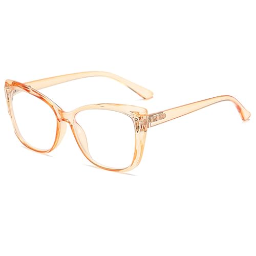 Lanomi Katzenaugen Lesebrille Blaulichtfilter Damen Große Kunststoff Rahmen Lesehilfe Mode Komfortabel Sehhilfe Gold 2.0 von Lanomi