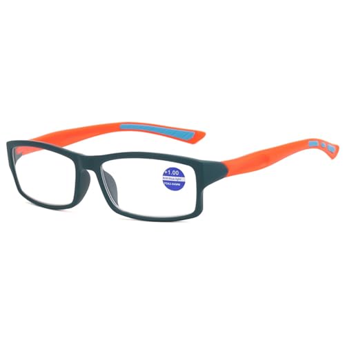 Lanomi Lesebrille Blaulichtfilter Damen Herren Flexibel Leicht Lesehilfe Rechteckig Kunststoffe Sehhilfe mit Sehstärke Blau Rahmen Orange Beine 1.0 von Lanomi