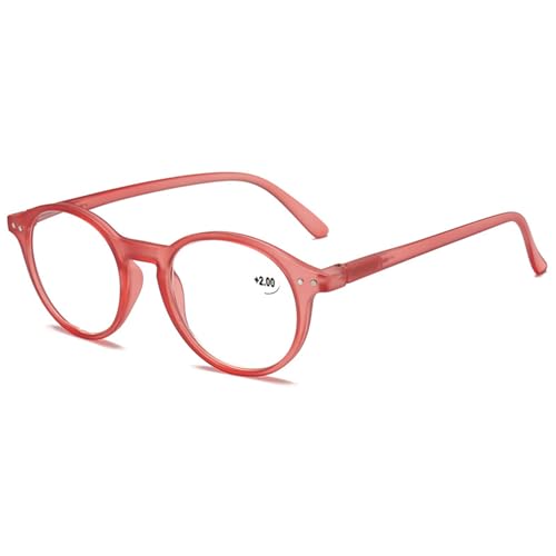 Lanomi Lesebrille Blaulichtfilter Damen Herren Rund Oval Mattes Lesehilfe Computer Sehhilfe Federscharnier Brille mit Sehstärke Matts Rot 3.0 von Lanomi