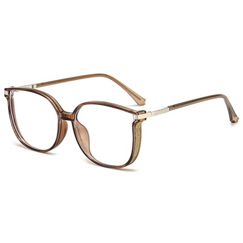 Lanomi Lesebrille Blaulichtfilter Groß Herren Damen Computer Sehhilfe Dicke TR90 Rahmen UV400 Schutz Lesehilfe Anti Müdigkeit Brille +0 bis +4,0 Transparentes Braun 4.0 von Lanomi