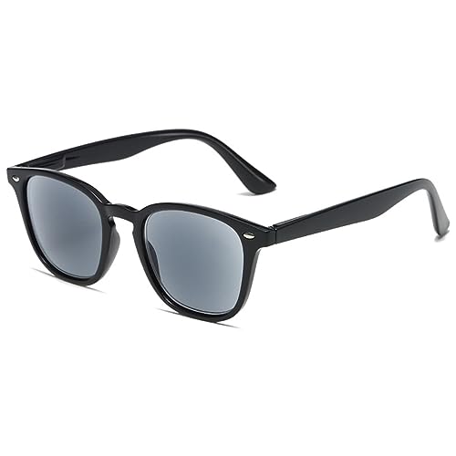 Lanomi Lesebrille Herren Damen Groß Grau Schwarz Sonnen Leser Lesehilfe UV400 Schutz Sehhilfe Sonnenbrille mit sehstärke Schwarz 3.0 von Lanomi