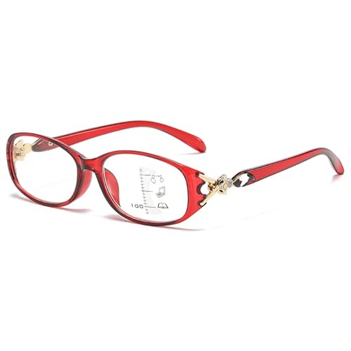 Lanomi Mode Gleitsichtbrille Damen Herren Blaulichtfilter Rechteckig Kunststoffe Gleitsicht Lesehilfe Sehhilfe Progressive Multifokus Lesebrille Rot Gleitsichtbrillen 3.0 von Lanomi