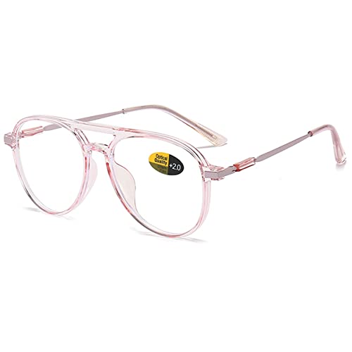 Lanomi Mode Pilot Lesebrille Blaulichtfilter Herren Damen Kunststoff Vollrahmen Lesehilfe Metallbügel UV400 Schutz Brille mit sehstärke Klar Rosa 1.0 von Lanomi