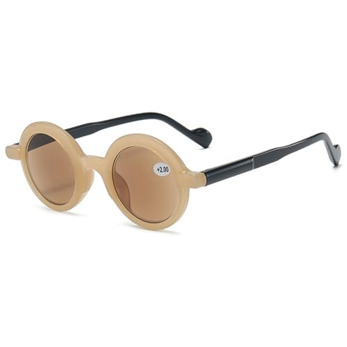 Lanomi Mode Runde Getönte Lesebrille Blaulichtfilter Damen Herren Kunststoffe Lesehilfe Sehhilfe Retro Anti Blaulicht Gelb Rahmen Schwarz Arm Braun Linse Brille 2.5 von Lanomi
