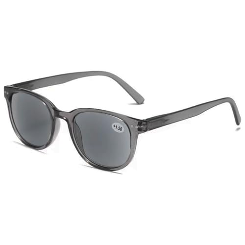 Lanomi Rechteck Lesebrille mit Sonnenschutz Grau Getönt Lesehilfe Federscharnier Kunststoff Outdoor Sehhilfe Sonnenbrille mit Sehstärke für Damen Herren Transparent Grau 4.0 von Lanomi