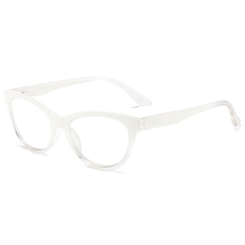 Lanomi Retro Lesebrille Blaulichtfilter Katzenauge Damen Herren Kunstoff Oval Lesehilfe Sehhilfe Flexibel Federscharnier Brille mit Stärke 1.0 1.5 2.0 2.5 3.0 3.5 4.0 Gradient Weiß 2.0 von Lanomi