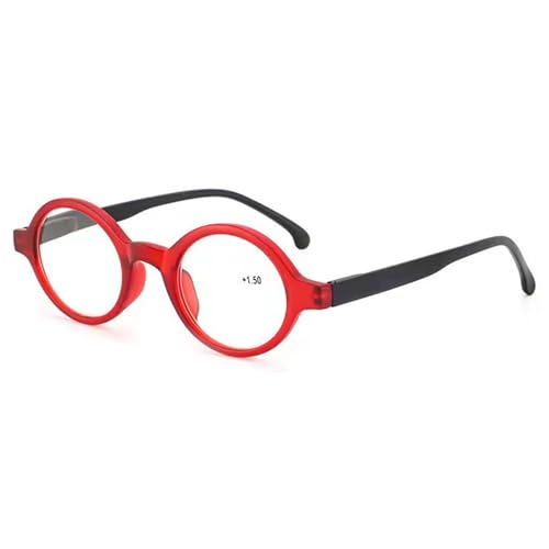 Lanomi Retro Lesebrille Damen Herren Rund Leicht Lesehilfe Transparente Linse High Definition Sehhilfe Flexibel Nerd Brille mit Sehstärke Rot 1.0 von Lanomi