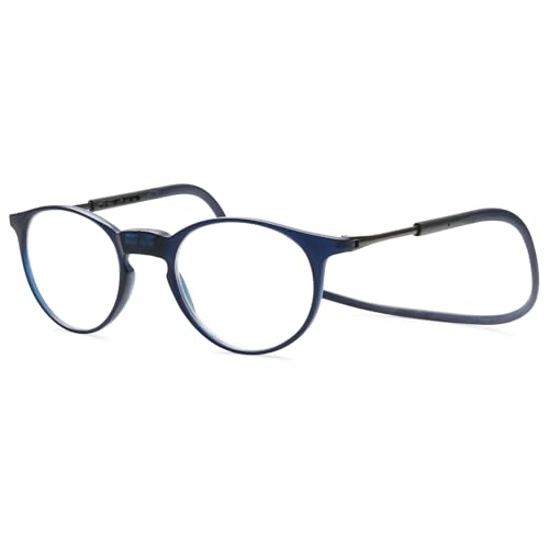 Lanomi Rund Oval Lesebrille Damen Herren Magnetverschluss Clip Leicht Lesehilfe Sehhilfe mit Elastische Silikon Brillenbänder Blau 3.5 von Lanomi