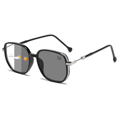 Lanomi Selbsttönend Lesebrille Blaulichtfilter Herren Damen Polygon Photochromic Sonnenbrille Groß UV Schutz Brille mit sehstärke Schwarz Lesebrille/Selbsttönend Grau 0 von Lanomi