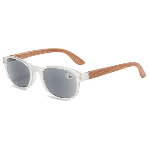 Lanomi Sonnen Lesebrille mit Holzbein Damen Herren Rechteckig Outdoor Lesehilfe Grau Linse Kunststoff Federscharnier Sehhilfe Getönt Sonnenbrille mit Sehstärke Transparent 1.5 Lanomi Sonnen Lesebrille mit Holzbein Damen Herren Rechteckig Outdoor Lesehilfe Grau Linse Kunststoff Federscharnier Sehhilfe Getönt Sonnenbrille mit Sehstärke Transparent 1.5 von Lanomi