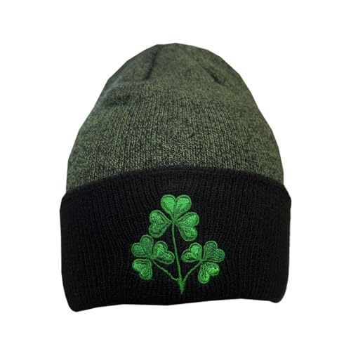 Lansdowne Schwarz / Grün Shamrock Beanie Hut Strickmütze Wintermütze | Warmes Weich Mütze Skimütze Kopf Zubehör für Männer von Lansdowne