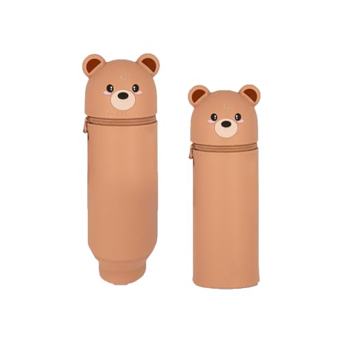 Lansls Federmäppchen, 2-In-1 Weiche Silikontasche, Cartoon Stifteetui, Stand Up Federmäppchen, Tier Stifthalter, Stifte Mäppchen, Stifthalter Bleistifttasche Mädchen Junge (E) von Lansls