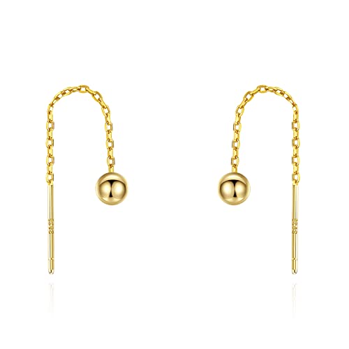 Schöne Ohrhänger Silber Gold Schwarz mit Kugelkette - Minimalistisch, Sterling Silber, Kein Edelstein von Lansora