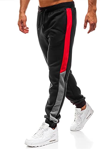 Lantch Herren Hosen Hose Sporthose Trainingshose Cargo Pants Jogginghose Sweatpants Jogger Mode Freizeit Laufen Streifen, S, Schwarz von Lantch