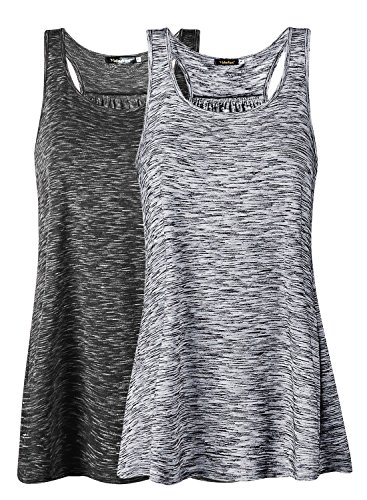 Lantch Damen Tank Top Sommer Sports Shirts Oberteile Frauen Baumwolle Lose for Yoga Jogging Laufen Workout, XL, Schwarz/Grau von Lantch