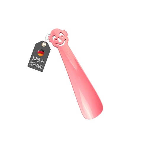 Lantelme Kinder Schuhlöffel auch für Baby | Farbe Pink | Kindgerechter kleiner Schuhanzieher aus Kunststoff 18 x 4cm | Mit fröhlicher Figur | Made in Germany von Lantelme