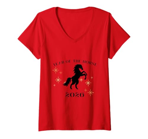 Damen Chinesisches frohes neues Jahr 2026 Vintage T-Shirt mit V-Ausschnitt Damen Chinesisches frohes neues Jahr 2026 Vintage T-Shirt mit V-Ausschnitt von Lantern Festival Lunar New Year 2026 Designs