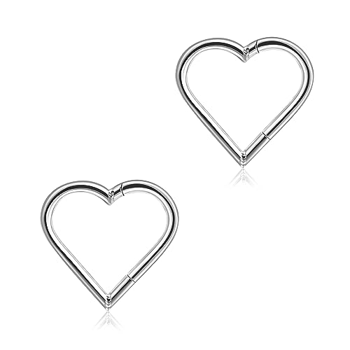 2 Stück Daith Piercing Titan 16G Herz Scharnier Nahtlose Clicker Ring Tragus Rook Knorpel Ohrringe Damen 8mm von Lantine