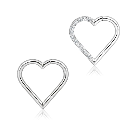 Lantine 16G Knorpel Ohrringe 316L Edelstahl + CZ Herz Ohrpiercing Scharnier Nahtlose Clicker Ohrring Helix Rook Daith Tragus Augenbraue Piercing Schmuck für Damen Herren 8mm von Lantine