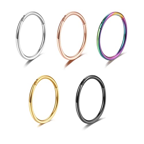 Lantine 18g Nasenpiercing Ring Hoop Set 316L Chirurgenstahl Tragus Helix Piercings Knorpel Ohrring für Frauen Männer 7mm sehr klein von Lantine