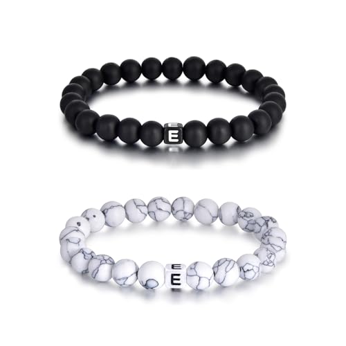 Lantine 2 Stück Mit Buchstaben E Armbänder 8mm Naturstein Pärchen Armband Perlenarmband Kommt in eine Raffinierte Geschenk-Box Lantine 2 Stück Mit Buchstaben E Armbänder 8mm Naturstein Pärchen Armband Perlenarmband Kommt in eine Raffinierte Geschenk-Box von Lantine