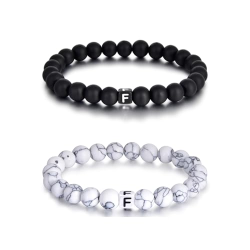 Lantine 2 Stück Mit Buchstaben F Armbänder 8mm Naturstein Pärchen Armband Perlenarmband Kommt in eine Raffinierte Geschenk-Box Lantine 2 Stück Mit Buchstaben F Armbänder 8mm Naturstein Pärchen Armband Perlenarmband Kommt in eine Raffinierte Geschenk-Box von Lantine