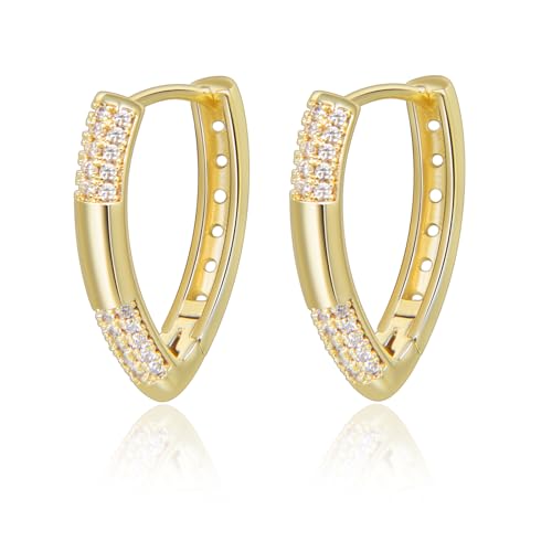 Lantine Creolen Ohrringe für Damen Mädchen Gold V-förmig Huggie Creolen Zirkonia Ohrringe elegant jewellry Geschenke Lantine Creolen Ohrringe für Damen Mädchen Gold V-förmig Huggie Creolen Zirkonia Ohrringe elegant jewellry Geschenke von Lantine