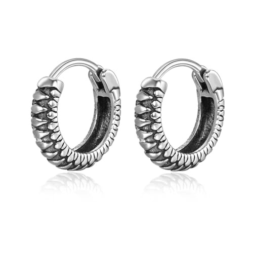 Lantine Creolen Ohrringe für Damen männer Vintage Gothic Punk Rock Ohrringe Herren Schwarze Silber Edelstahl Minimalistisch Huggie Creolen Schmuck Geschenke Lantine Creolen Ohrringe für Damen männer Vintage Gothic Punk Rock Ohrringe Herren Schwarze Silber Edelstahl Minimalistisch Huggie Creolen Schmuck Geschenke von Lantine