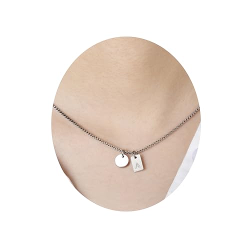 Lantine Damen Buchstaben Halskette A Titan Stahl, 41cm+5cm Verlängerung, 1.55mm Box Chain mit Rundanhänger Lantine Damen Buchstaben Halskette A Titan Stahl, 41cm+5cm Verlängerung, 1.55mm Box Chain mit Rundanhänger von Lantine