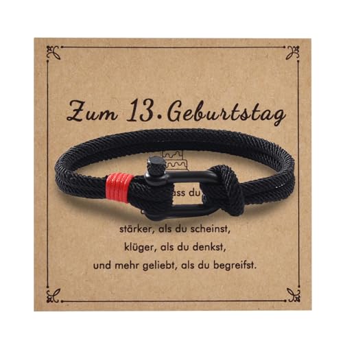 Lantine Geburtstagsgeschenk für 13-Jährige Armband Herren Mailänder Seil-Armband mit Hufeisen & Schraubverschluss – Nautischer Navy-Style für Teenager 23Cm Lantine Geburtstagsgeschenk für 13-Jährige Armband Herren Mailänder Seil-Armband mit Hufeisen & Schraubverschluss – Nautischer Navy-Style für Teenager 23Cm von Lantine