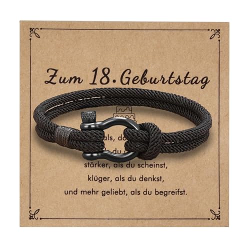 Lantine Geburtstagsgeschenk für 18 Jährige 22Cm Mailänder Seil Armband Herren mit Hufeisen Schraubverschluss Nautisches Navy Armband Lantine Geburtstagsgeschenk für 18 Jährige 22Cm Mailänder Seil Armband Herren mit Hufeisen Schraubverschluss Nautisches Navy Armband von Lantine