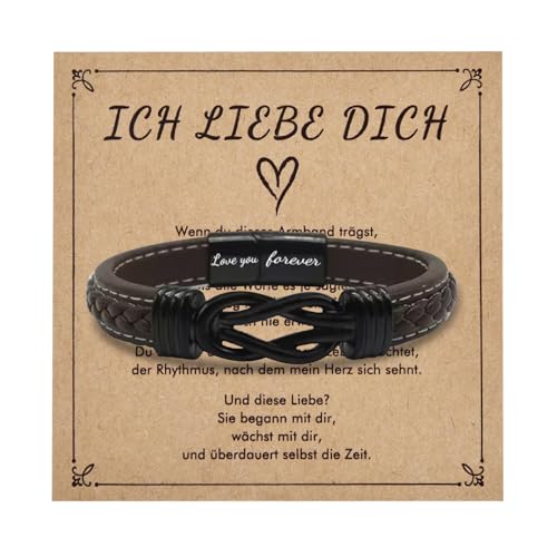 Lantine Ich Liebe Dich Knoten Lederarmband Herren Schwarz Edelstähle Unendlichkeit Armbänder für Herren Hochzeitstag Geburtstage Geschenke für Männer Ehemann Lantine Ich Liebe Dich Knoten Lederarmband Herren Schwarz Edelstähle Unendlichkeit Armbänder für Herren Hochzeitstag Geburtstage Geschenke für Männer Ehemann von Lantine