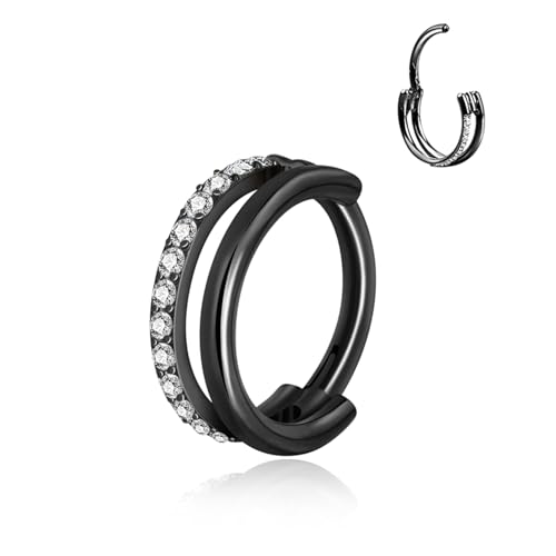 Lantine Schwarz Nasenpiercing Ring Helix Conch Piercings 316L Chirurgenstahl Piercing Ohr septum piercing Tragus Rook Daith Piercings Ohrringe nasenring Creolen für Frauen Männer 16G 8MM Lantine Schwarz Nasenpiercing Ring Helix Conch Piercings 316L Chirurgenstahl Piercing Ohr septum piercing Tragus Rook Daith Piercings Ohrringe nasenring Creolen für Frauen Männer 16G 8MM von Lantine