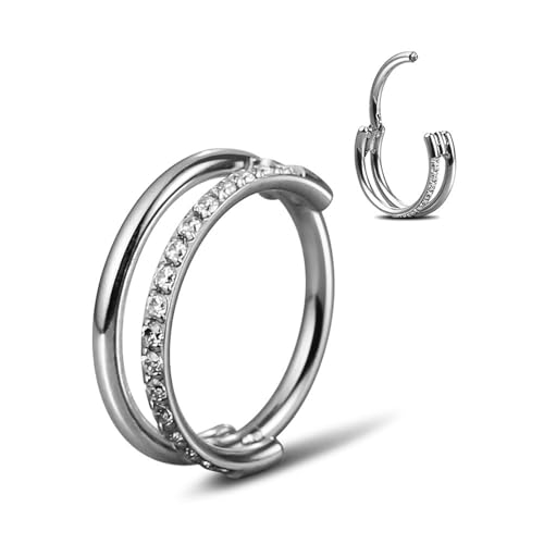 Lantine Silber Nasenpiercing Ring Helix Conch Piercings 316L Chirurgenstahl Piercing Ohr septum piercing Tragus Rook Daith Piercings Ohrringe nasenring Creolen für Frauen Männer 18G 8MM von Lantine