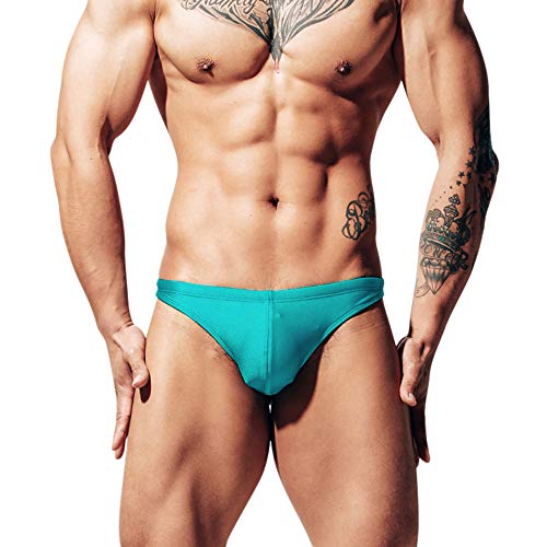 Lantra Besa Herren T Back G String Thong Badehose Bikini Bottom Slip für Sommer Schwimmen MEHRWEG cm (Typ 124) - Blau Schimmernd (M, um 2 Größen Kleiner als DE Norm) von Lantra Besa